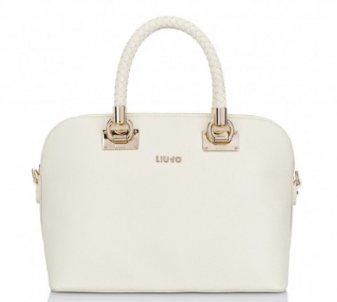 handbag bianca con dettagli oro
