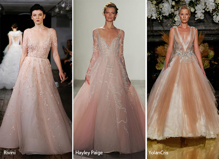 Abiti da sposa rosa cipria moda autunno inverno 2017