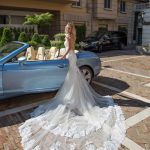Abito da sposa con lungo strascico Alessandra Rinaudo 2017 mod Bellagio