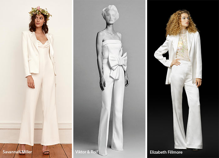 Completi da sposa con pantaloni e jumpsuits moda autunno inverno 2017