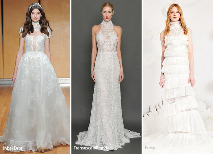 Vestiti da sposa con collo alto moda autunno inverno 2017