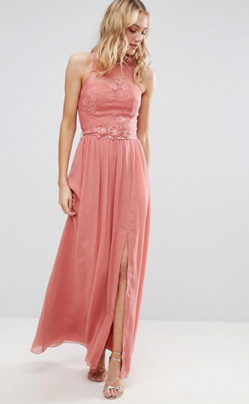 Abito lungo da cerimonia con spacco primavera estate 2017