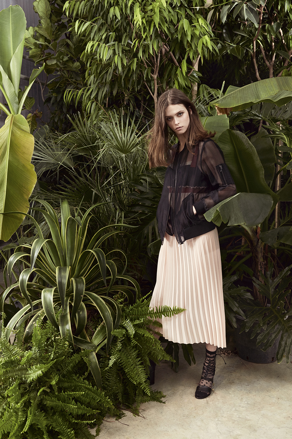 Bomber in tulle e gonna plisse Sisley