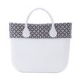 Borsa O Bag con bordo in denim ricamo sangallo ecru estate 2017