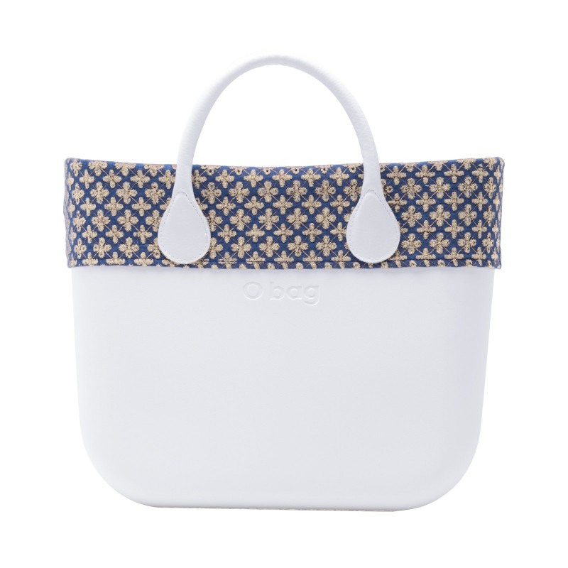 Borsa O Bag con bordo in denim ricamo sangallo ecru estate 2017