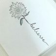 Disegno per Tatuaggio Felicita con fiore di girasole