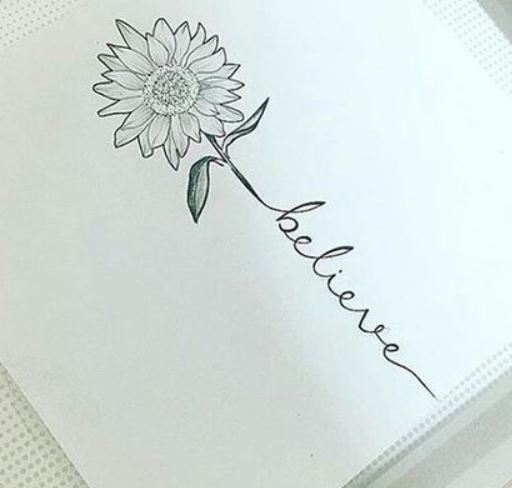 Disegno per Tatuaggio Felicita con fiore di girasole