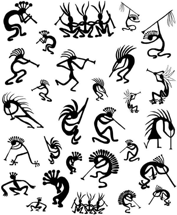 Idee disegni per tatuaggi Kokopelli con significato Felicita