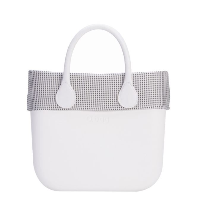 Nuovo bordo borsa O Bag mini in tessuto fantasia micro check neri primavera estate 2017