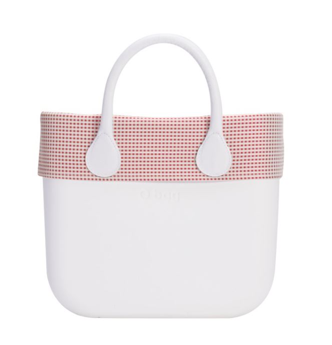 Nuovo bordo borsa O Bag mini in tessuto fantasia micro check rossi primavera estate 2017