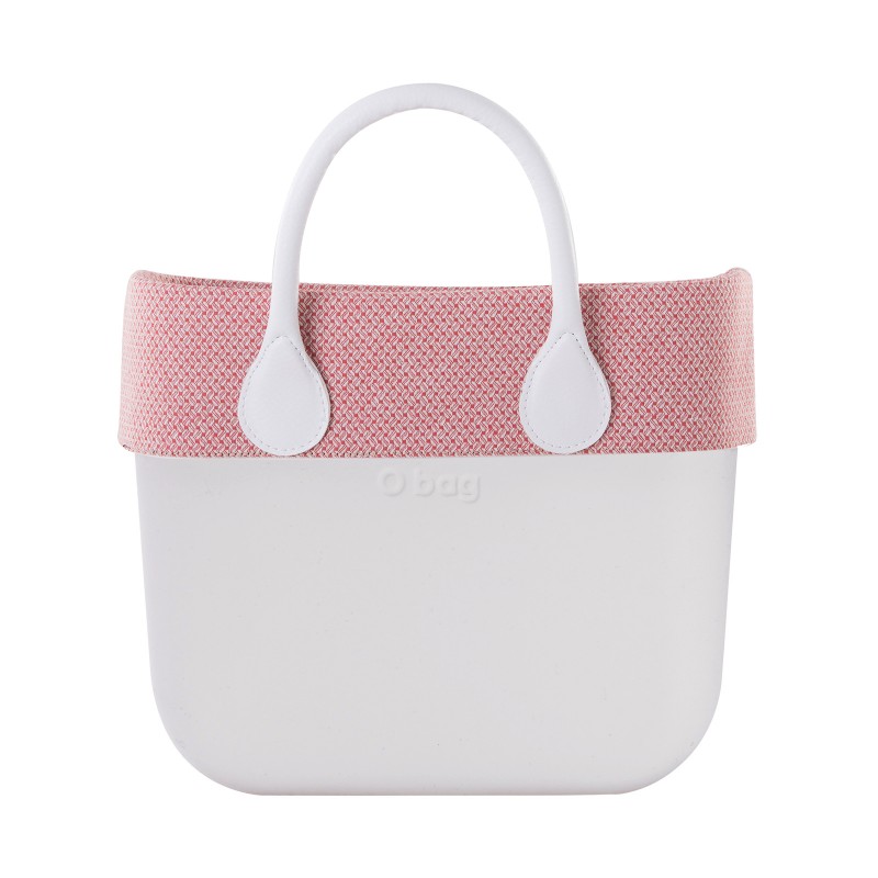 O Bag Mini con bordo estivo in tessuto micro texture chicco di caffe rosa