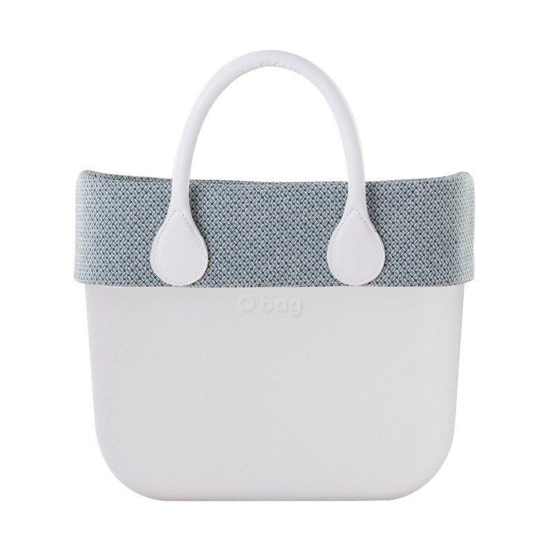 O Bag Mini con bordo estivo in tessuto micro texture chicco di caffe verde