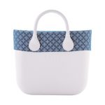 O Bag Mini con bordo in denim con ricamo sangallo azzurro primavera estate 2017