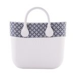 O Bag Mini con bordo in denim con ricamo sangallo bianco primavera estate 2017