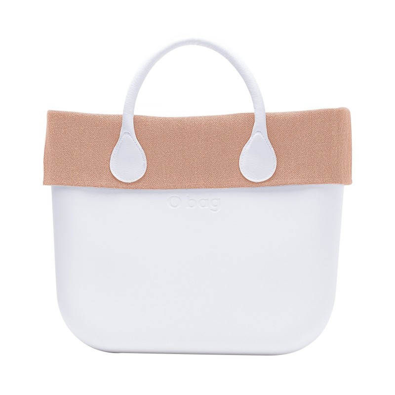 O Bag Mini con bordo primavera estate 2017 in lino color rosa phard