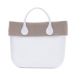 O Bag Mini con bordo primavera estate 2017 in lino color tortora