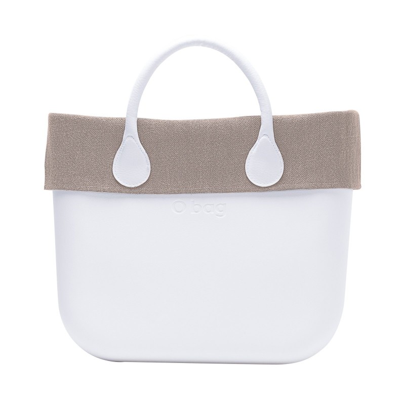 O Bag Mini con bordo primavera estate 2017 in lino color tortora