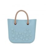 O bag mini verde antico con fiori 3D applicati prezzo 95 euro