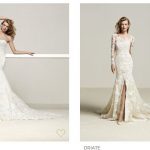 Abiti a sirena in pizzo con scollo a cuore e maniche lunghe Pronovias 2018