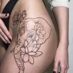 Tatuaggio Elefante sulla coscia