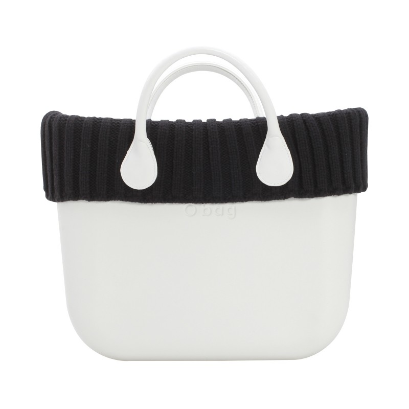 Borsa o bag con bordo in lana a coste larghe nera inverno 2017 2018