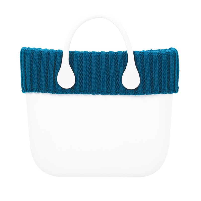 Borsa o bag con bordo in lana a coste larghe ottanio inverno 2017 2018