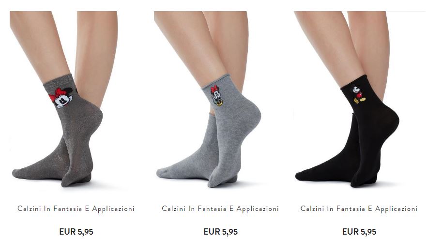 Calzini corti Minnie e Topolino Disney Calzedonia