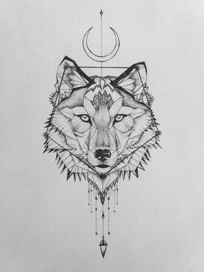 Disegno Tatuaggio Lupo Geometrico