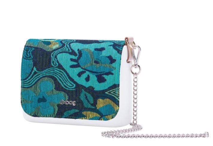 Nuova Pattina O Pocket in tessuto fantasia Folk Flower inverno 2017 2018 colore Ottanio