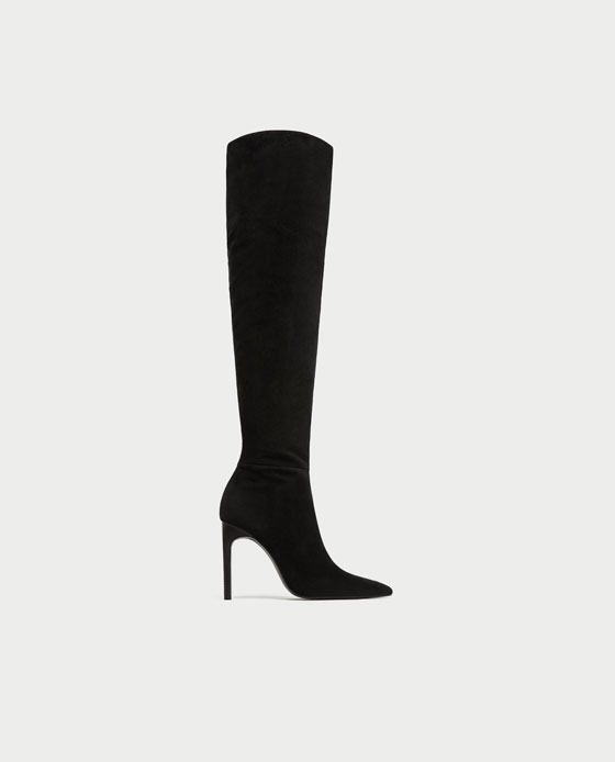 Elegante stivale in pelle scamosciata Zara prezzo 89 95 euro