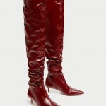 Stivale alto in pelle arricciata Zara prezzo 129 euro