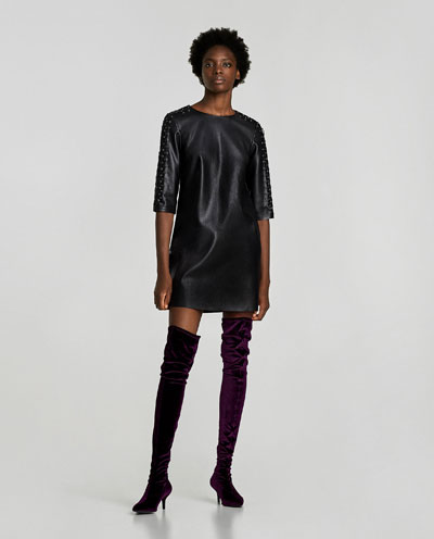 Stivale alto in velluto Zara inverno 2017 2018 prezzo 69 95 euro