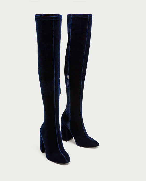 Stivale cuissarde in velluto Zara inverno 2017 2018 prezzo 59 95 euro