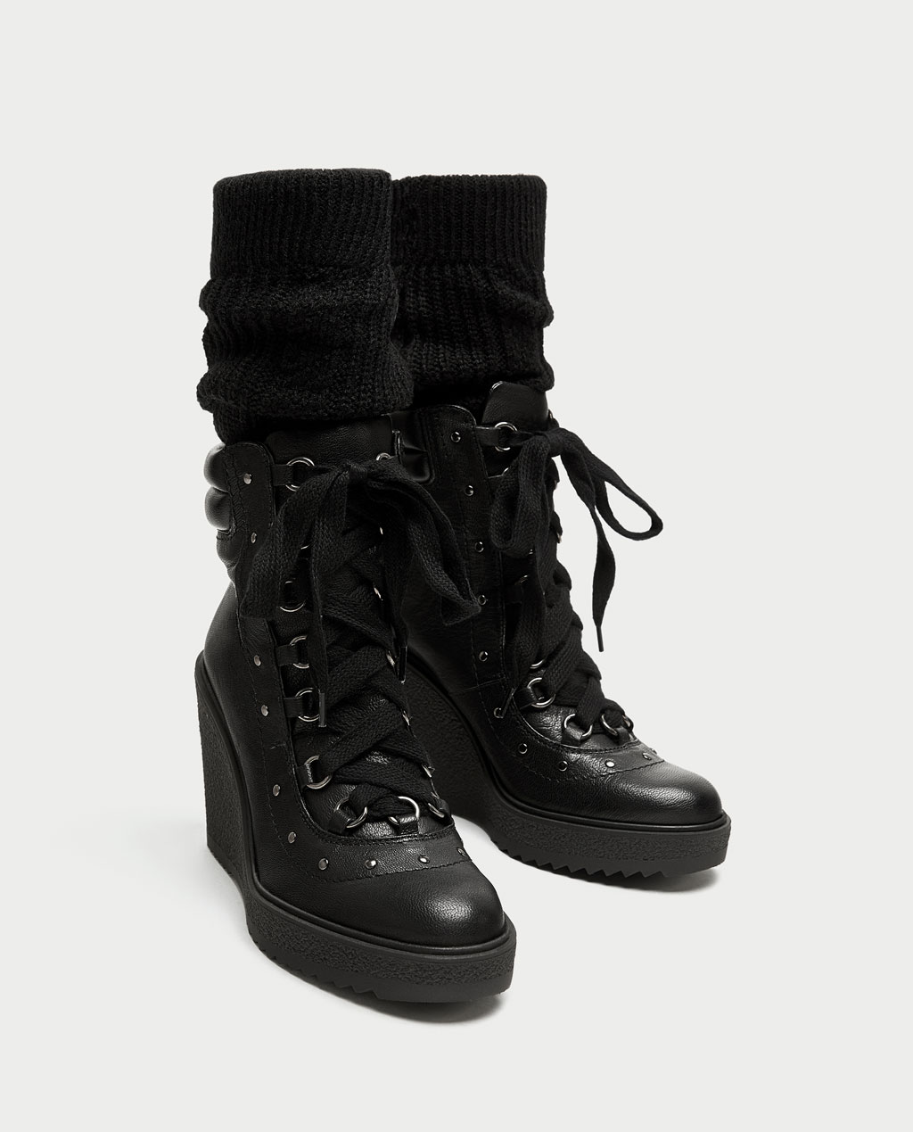 Stivaletto con zeppa Zara inverno 2017 2018 prezzo 89 95 euro