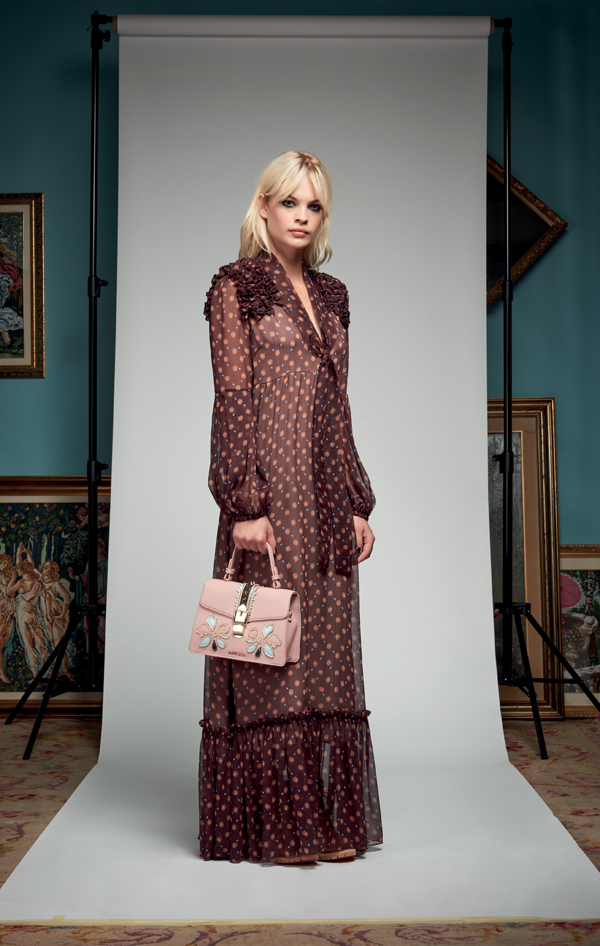 Abito lungo maxi pois Denny Rose inverno 2017 2018