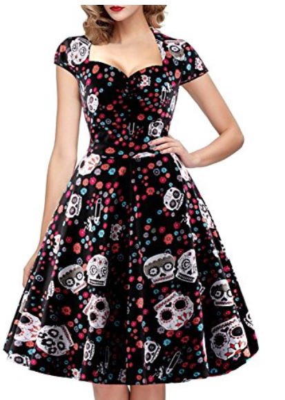 Abito per Halloween con teschi messicani