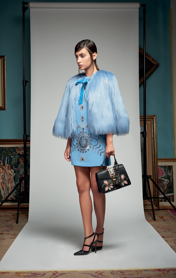 Abito tubino azzurro con strass Denny Rose