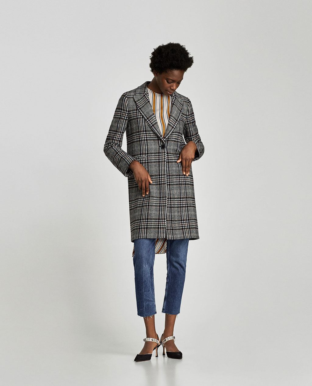Cappotto a quadri Zara inverno 2017 2018 prezzo 99 95 euro