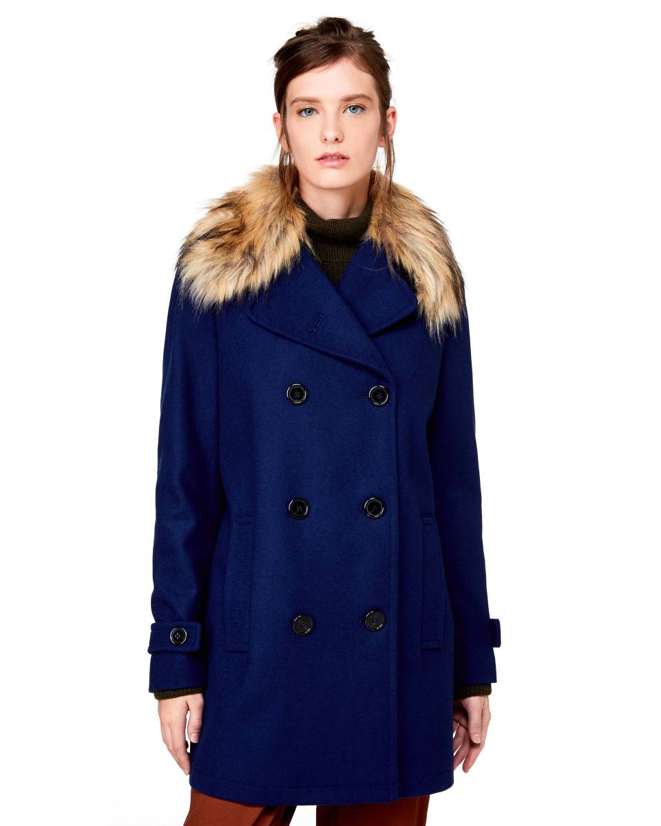 Cappotto doppiopetto Benetton con pelliccia staccabile prezzo 99 95 euro