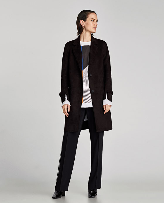 Cappotto in pelle scamosciata Zara prezzo 59 95 euro