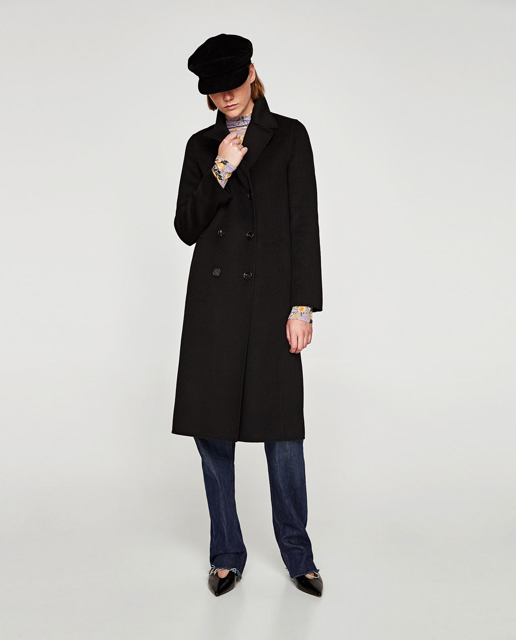 Cappotto lungo doppiopetto Zara inverno 2017 2018 prezzo 129 euro