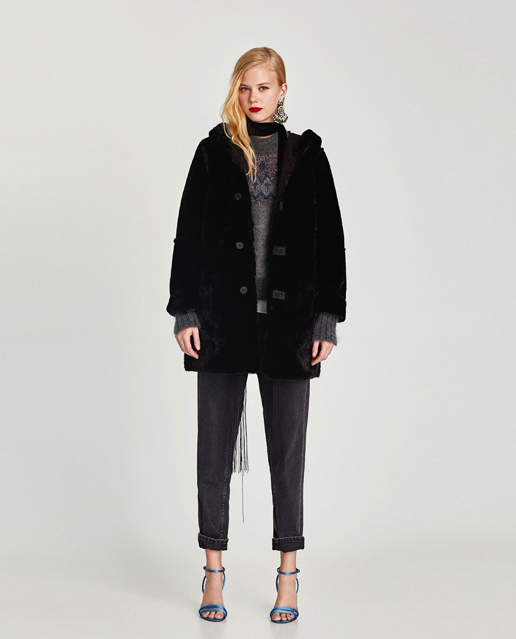 Eco pellicciotto nero Zara prezzo 79 95 euro