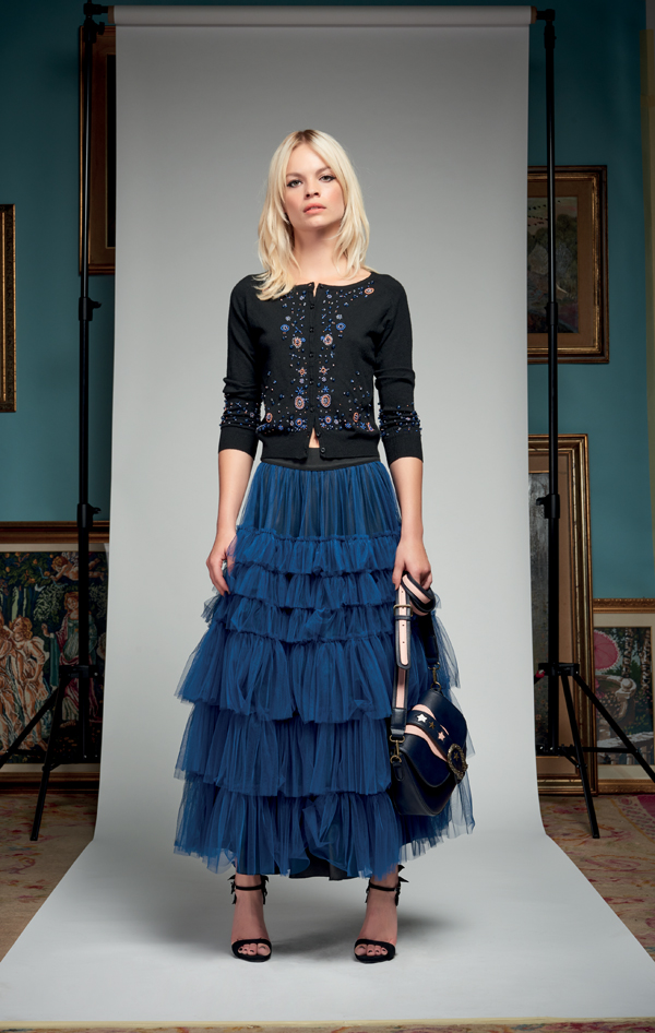 Gonna lunga a balze in tulle Denny Rose inverno 2018