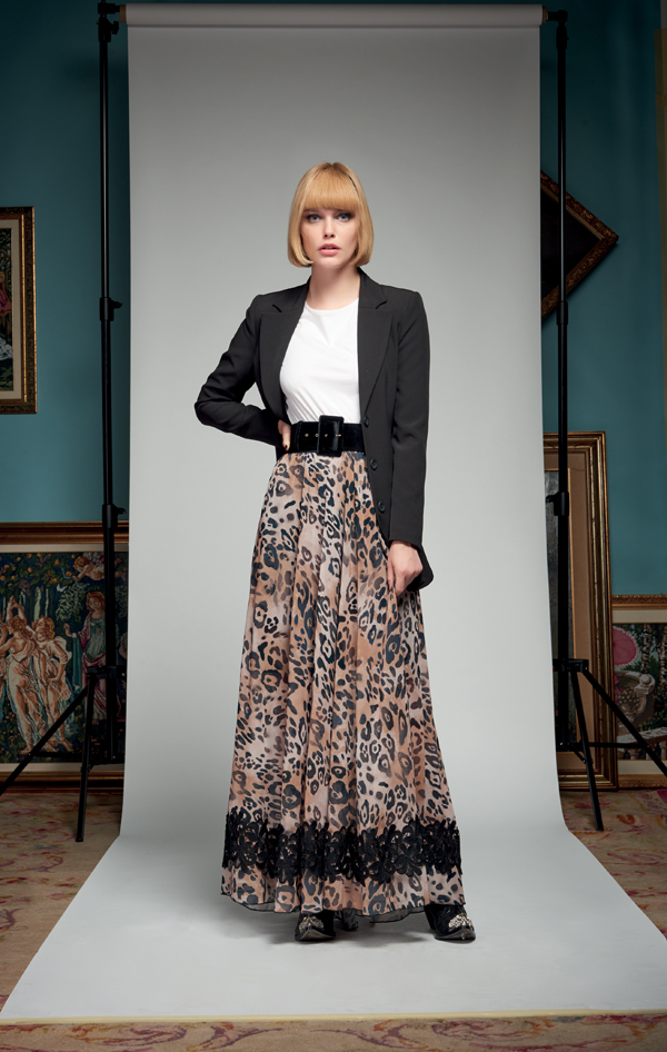 Gonna lunga animalier Denny Rose collezione inverno 2018