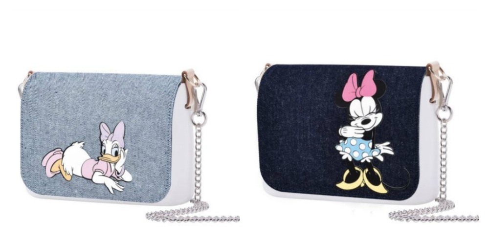 Pattina con Paperina e Minnie in denim per borsetta O Pocket di O Bag linea Disney prezzo 34 euro