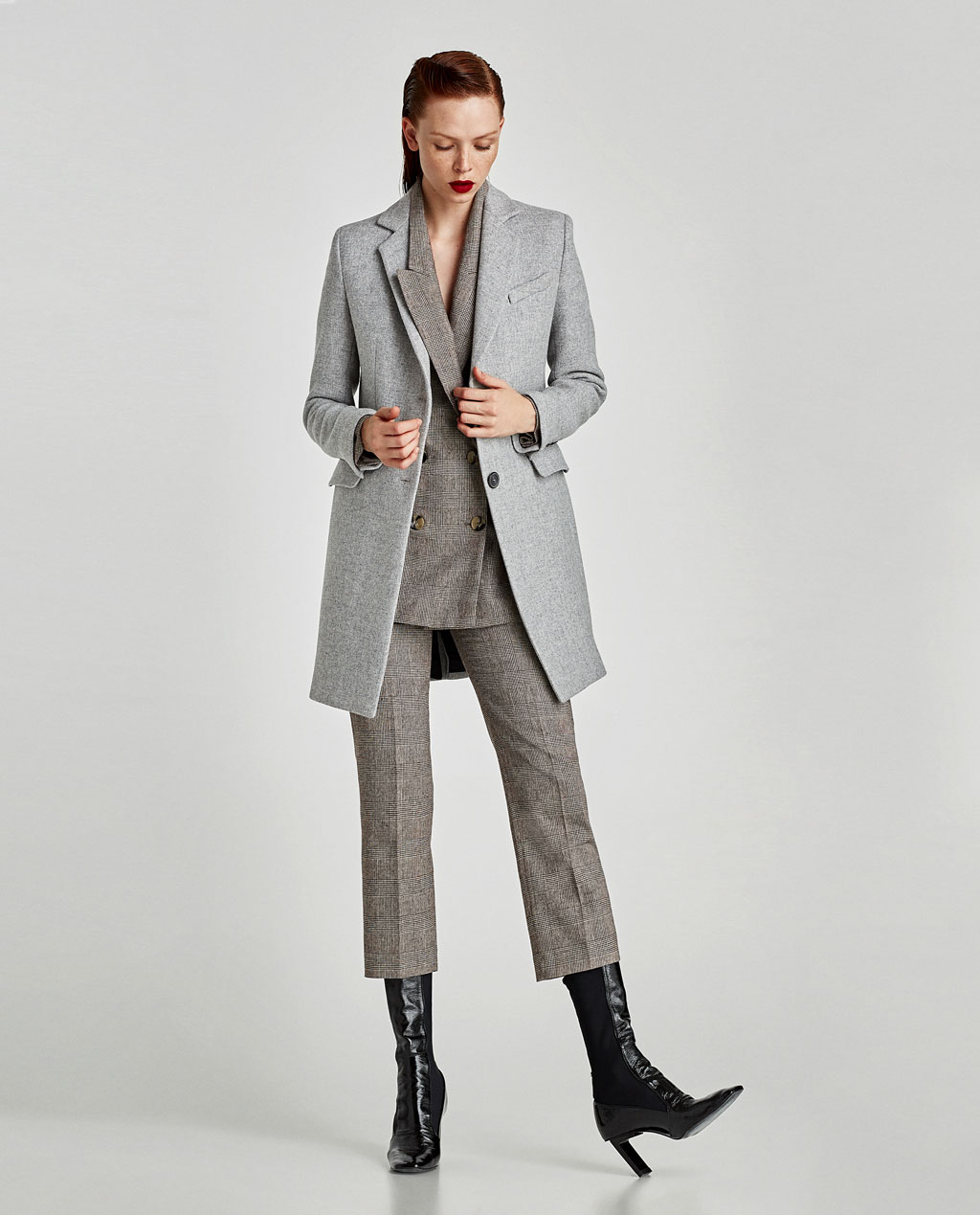 Zara cappotto grigio melange inverno 2017 2018 prezzo 99 95 euro