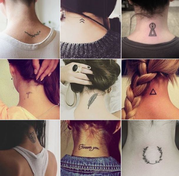 Piccoli Tatuaggi femminili sul retro del collo