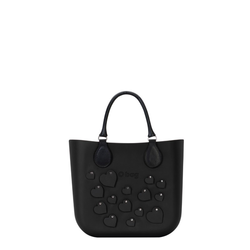 Borsa O Bag Mini San Valentino 2018 nera con cuoricini applicati prezzo 131 euro