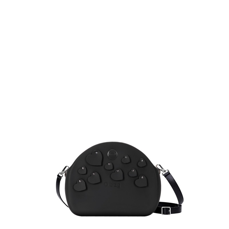 Borsa O Bag Moon Light nera con cuori applicati San Valentino 2018 prezzo 112 eurp