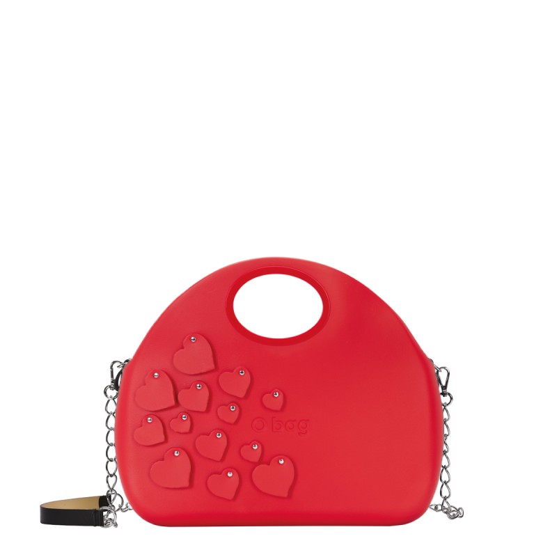 Borsa O Bag Moon rossa con cuori applicati San Valentino 2018 prezzo 120 eurp